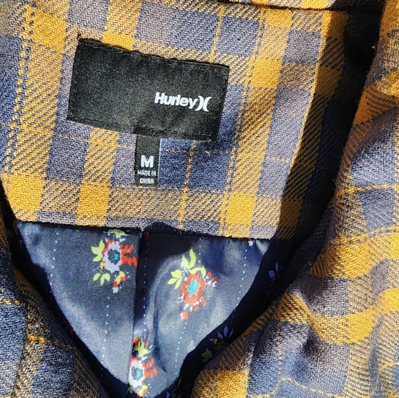 HURLEY y2k Blue Orange Plaid Inner Flower Pattern Button Cropped Jacket Size M - Picture 5 of 11